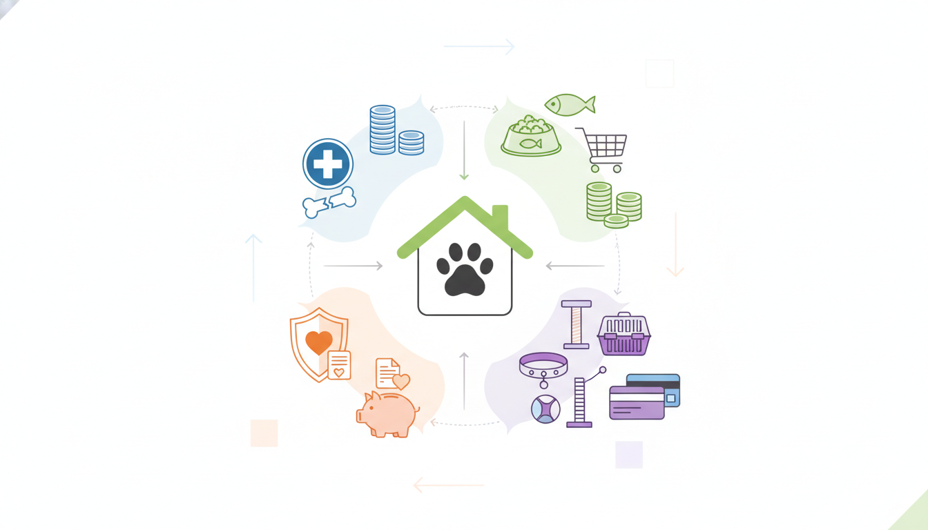 An infographic illustrating different cost components for owning a pet beyond the initial adoption fee, such as vet emer